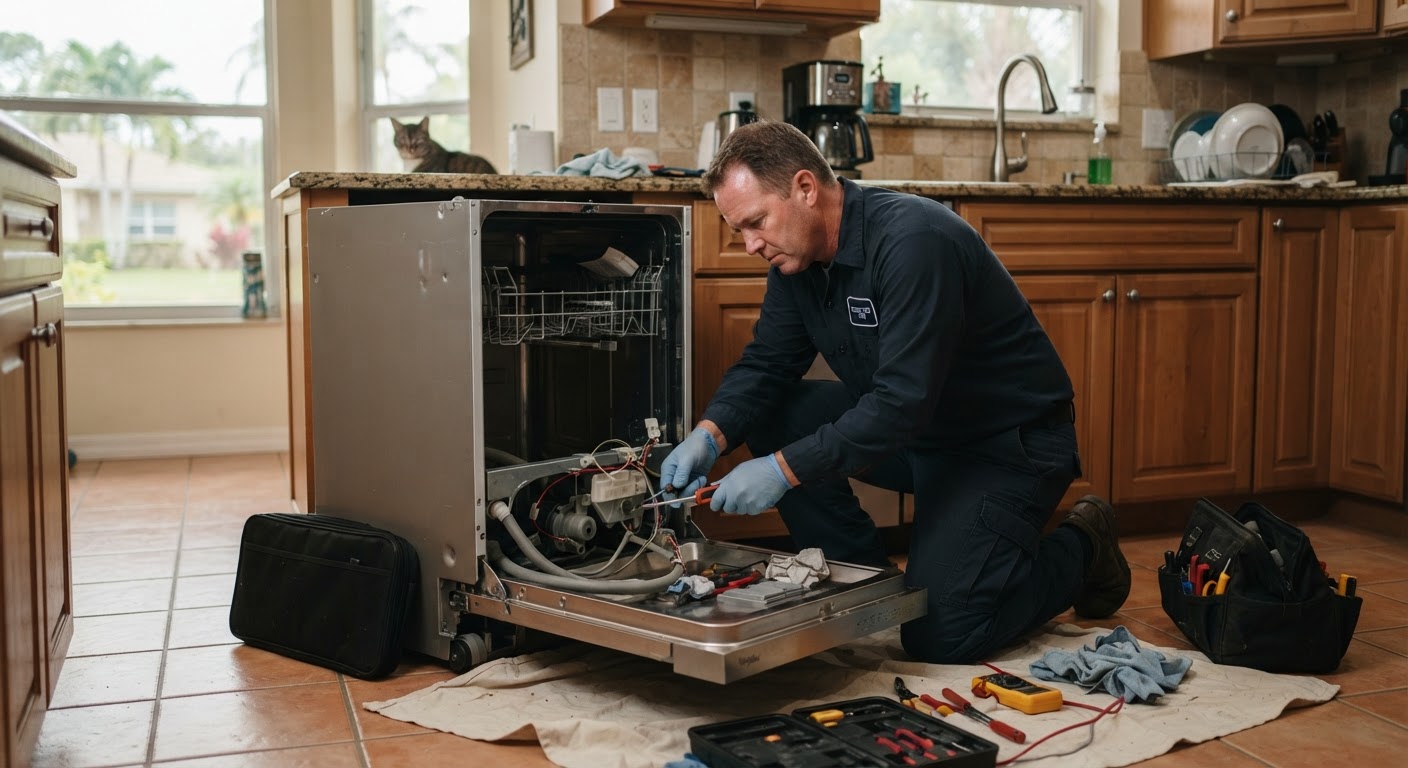 Dishwasher Repair performed by a St. Pete Appliance Repair Pros technician in St. Petersburg, FL