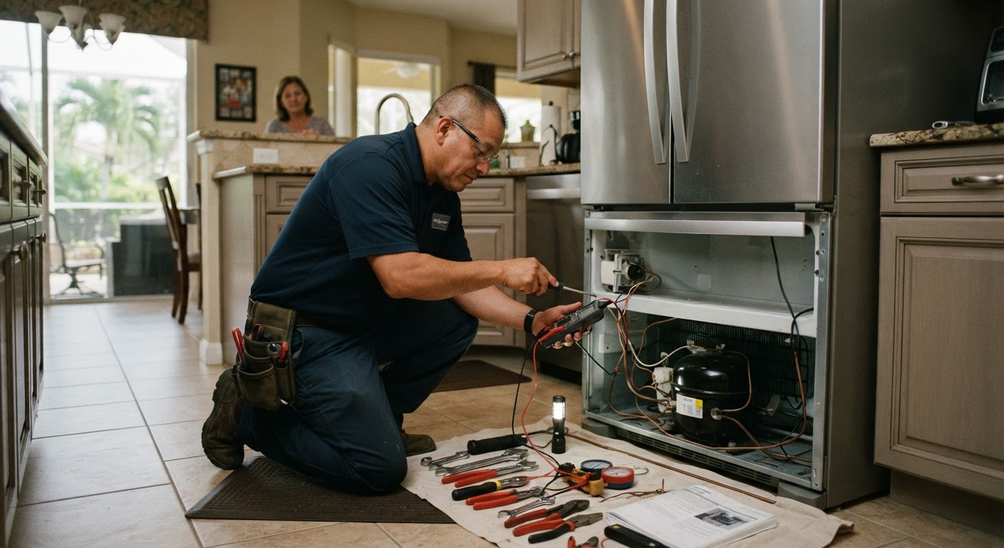 Refrigerator Repair performed by a St. Pete Appliance Repair Pros technician in St. Petersburg, FL